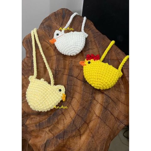Túi tỏi động vật gà vịt đáng yêu Handmade cho bé - Phụ kiện dễ thương từ len cotton cho trẻ 0-2 tuổi