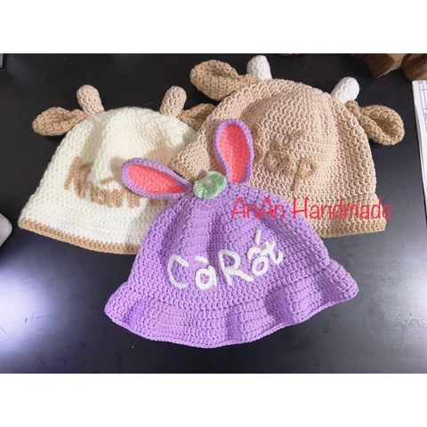 Mũ len gấu thêu tên cho bé - Mềm mại, không gây ngứa, thiết kế handmade, gắn tên miễn phí - Quà tặng độc đáo cho bé yêu