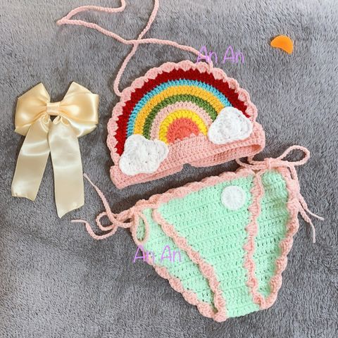 Bikini Dạng Áo Yếm Đi Biển Cho Bé - Đồ Bơi Cute Siêu Xinh Từ Len Milk Cotton, Chất Liệu Mềm Mại, Nhiều Kích Cỡ Tùy Chọn