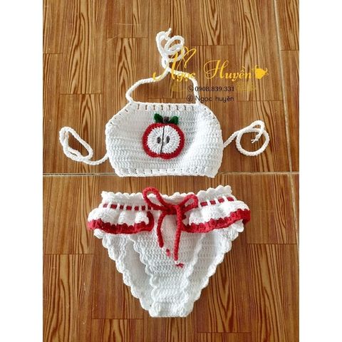 Bikini Dạng Áo Yếm Đi Biển Cho Bé - Đồ Bơi Cute Siêu Xinh Từ Len Milk Cotton, Chất Liệu Mềm Mại, Nhiều Kích Cỡ Tùy Chọn