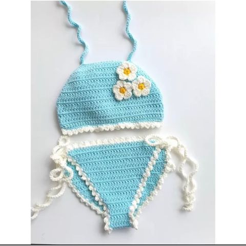 Bikini Dạng Áo Yếm Đi Biển Cho Bé - Đồ Bơi Cute Siêu Xinh Từ Len Milk Cotton, Chất Liệu Mềm Mại, Nhiều Kích Cỡ Tùy Chọn