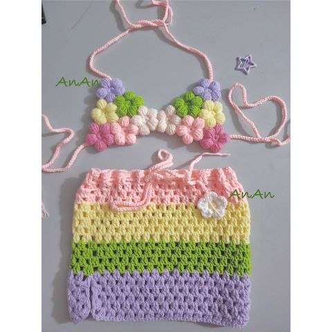 Set Bikini Ghép Hoa Mẫu Mới Kèm Chân Váy - Đồ Bơi Dễ Thương Cho Bé Gái, Bộ Đồ Tắm Công Chúa Sáng Tạo
