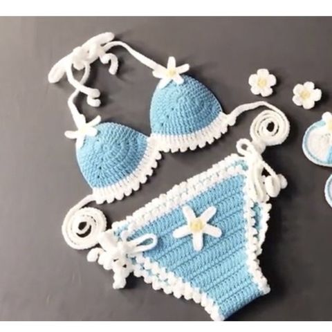 Bikini Đi Biển Handmade Cho Bé - Mẫu Hoa Quả Dễ Thương, Đồ Bơi Chất Liệu Len Milk Cotton, Không Kèm Phụ Kiện