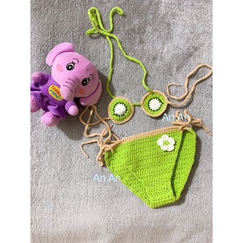 Bikini Đi Biển Handmade Cho Bé - Mẫu Hoa Quả Dễ Thương, Đồ Bơi Chất Liệu Len Milk Cotton, Không Kèm Phụ Kiện