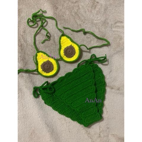 Bikini Đi Biển Handmade Cho Bé - Mẫu Hoa Quả Dễ Thương, Đồ Bơi Chất Liệu Len Milk Cotton, Không Kèm Phụ Kiện