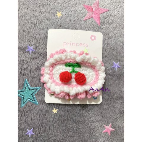 Kẹp Tóc Len Handmade Hình Cherry - Phụ Kiện Thời Trang Độc Đáo, Chất Liệu Cotton, Đổi Màu Theo Yêu Cầu