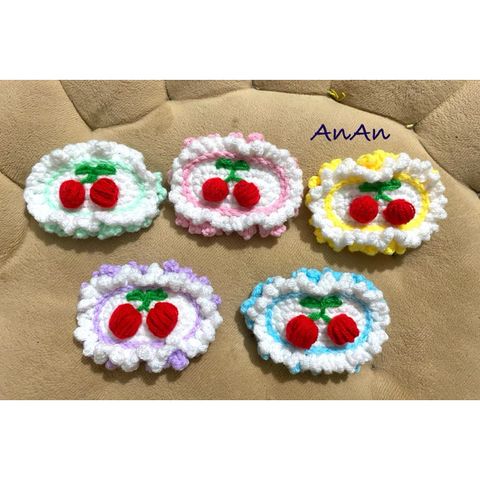 Kẹp Tóc Len Handmade Hình Cherry - Phụ Kiện Thời Trang Độc Đáo, Chất Liệu Cotton, Đổi Màu Theo Yêu Cầu