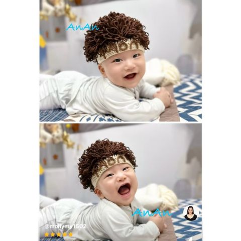 Mũ đội đầu tóc xoăn xù phong cách Hàn Quốc handmade cho bé từ 0-2 tuổi - Mũ nón dễ thương, thời trang cho bé yêu