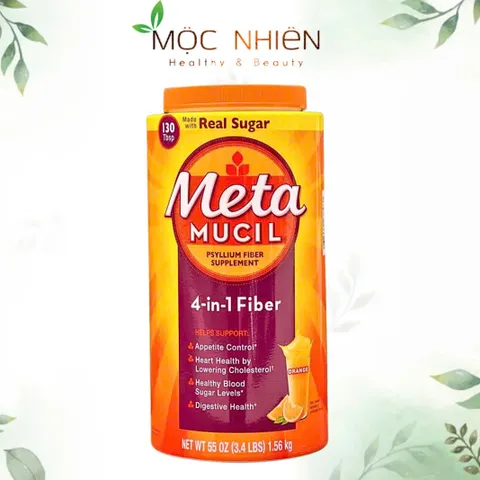 Bột bổ sung chất xơ Meta Mucil vị cam Real Sugar 754g - Hỗ trợ tiêu hóa và giảm táo bón, cải thiện sức khỏe đường ruột