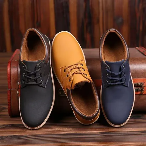 Giày Nam Da PU Thoáng Khí Chống Mài Mòn - Giày Buộc Dây Cao Cấp Phong Cách Trẻ Trung Dễ Phối Đồ