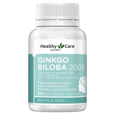 Viên Uống Healthy Care Ginkgo Biloba 2000mg - Tăng Cường Tuần Hoàn Máu, Cải Thiện Trí Nhớ, Hỗ Trợ Tinh Thần (100 Viên)