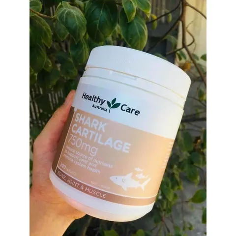 Viên uống hỗ trợ xương khớp Healthy Care Shark Cartilage 750mg - Hỗ trợ vận động khớp, giảm đau, 200 viên Úc