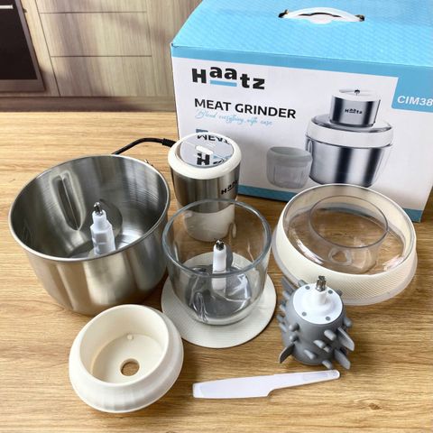 Máy Xay Thịt Đa Năng Haatz HMG168 - Cối Inox 2.5L & Cối Thủy Tinh 0.6L Kèm Bộ Đánh Ruốc - Thiết Kế Thông Minh, An Toàn