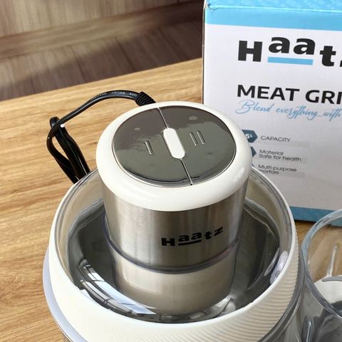 Máy Xay Thịt Đa Năng Haatz HMG168 - Cối Inox 2.5L & Cối Thủy Tinh 0.6L Kèm Bộ Đánh Ruốc - Thiết Kế Thông Minh, An Toàn