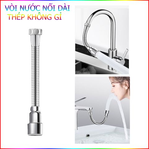 Vòi Nước Thép Không Gỉ 720 Độ Bẻ Cong - Ống Nối Dài Linh Hoạt Cho Nhà Bếp - Giải Pháp Rửa Chén Tiện Lợi