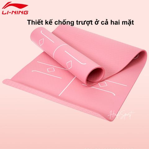 Thảm tập Yoga/gym LI-NING định tuyến thiết kế chống trượt 2 mặt, cách âm độ dày 10mm kèm túi LBDM738 334653