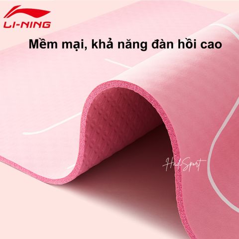 Thảm tập Yoga/gym LI-NING định tuyến thiết kế chống trượt 2 mặt, cách âm độ dày 10mm kèm túi LBDM738 334653