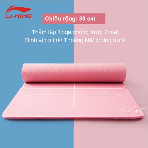 Thảm tập Yoga/gym LI-NING định tuyến thiết kế chống trượt 2 mặt, cách âm độ dày 10mm kèm túi LBDM738 334653