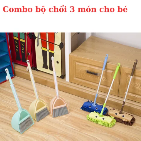 Bộ chổi quét nhà mini cho bé thực hành cuộc sống (combo 3 món chổi quét+cây lau+hót rác ) 334660