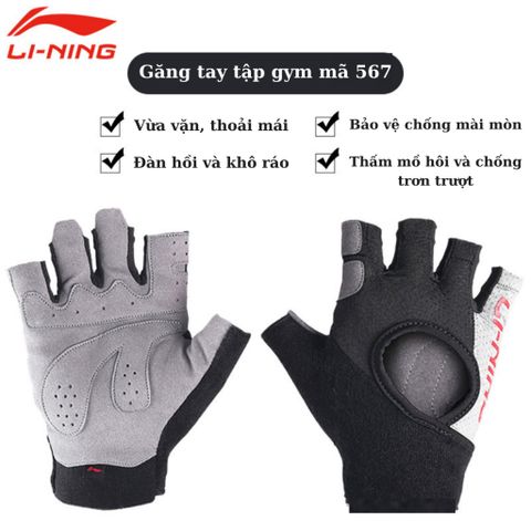 Găng Tay Tập Gym LI-NING Chính Hãng Bảo Vệ Tay Chống Trượt Chống Vết Chai Tay Phụ Kiện Tập Gym Găng Tay Thể Thao 334663