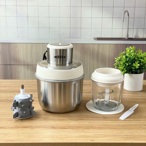 Máy Xay Thịt Haatz HMG168 (CIM382) - 2 Cối Inox 2,5L và Thủy Tinh 0,75L - Công Suất 500W Kèm Phụ Kiện Đánh Ruốc, Bảo Hành 2 Năm
