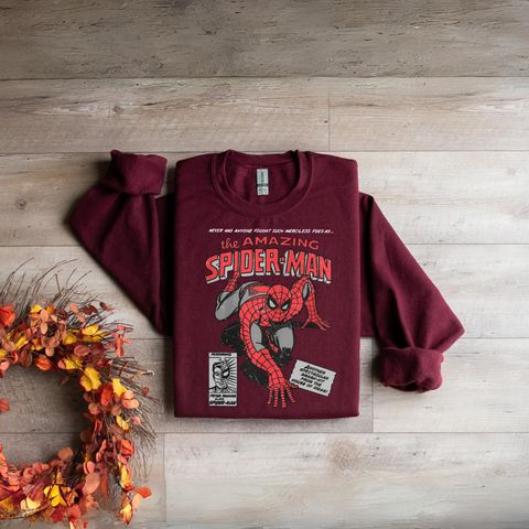 Áo Sweatshirt Spiderman Vintage Marvel 90s – Unisex Retro Streetwear, Quà Tặng Hoàn Hảo cho Fan Truyện Tranh