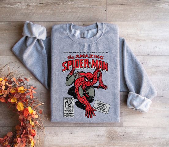 Áo Sweatshirt Spiderman Vintage Marvel 90s – Unisex Retro Streetwear, Quà Tặng Hoàn Hảo cho Fan Truyện Tranh