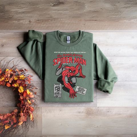 Áo Sweatshirt Spiderman Vintage Marvel 90s – Unisex Retro Streetwear, Quà Tặng Hoàn Hảo cho Fan Truyện Tranh
