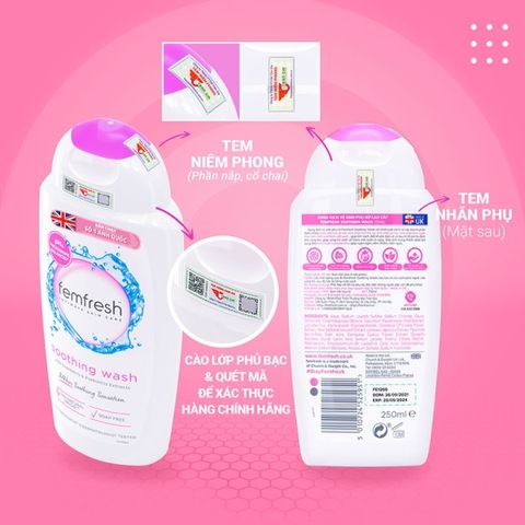Dung dịch vệ sinh phụ nữ Femfresh Soothing Wash 250ml - Hàng Anh chính ngạch, an toàn, kháng khuẩn, chiết xuất tự nhiên, phù hợp cho mọi độ tuổi