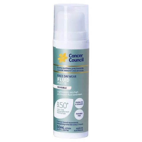 Kem Chống Nắng Cancer Council Invisible Fluid Matte SPF50+ 50ml - Bảo Vệ Da Hàng Ngày, Dành Cho Da Nhạy Cảm, Mỏng Nhẹ, Chống UVB & UVA