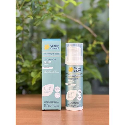 Kem Chống Nắng Cancer Council Invisible Fluid Matte SPF50+ 50ml - Bảo Vệ Da Hàng Ngày, Dành Cho Da Nhạy Cảm, Mỏng Nhẹ, Chống UVB & UVA