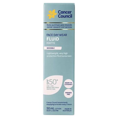 Kem Chống Nắng Cancer Council Invisible Fluid Matte SPF50+ 50ml - Bảo Vệ Da Hàng Ngày, Dành Cho Da Nhạy Cảm, Mỏng Nhẹ, Chống UVB & UVA