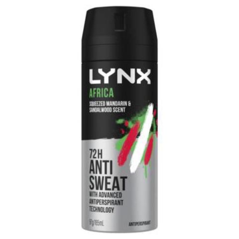 Xịt Khử Mùi LYNX Africa 72h Chống Mồ Hôi 165ml - Sản Phẩm Chính Hãng Mỹ và Úc, Duy Trì Hương Thơm Lâu Dài