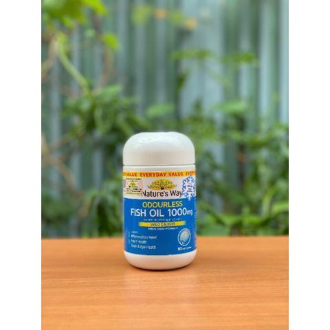 Dầu Cá Thiên Nhiên Không Mùi Nature's Way 1000mg - Hỗ Trợ Tim Mạch, Mắt và Não (Hộp 80 Viên)