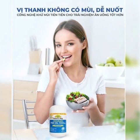 Dầu Cá Thiên Nhiên Không Mùi Nature's Way 1000mg - Hỗ Trợ Tim Mạch, Mắt và Não (Hộp 80 Viên)