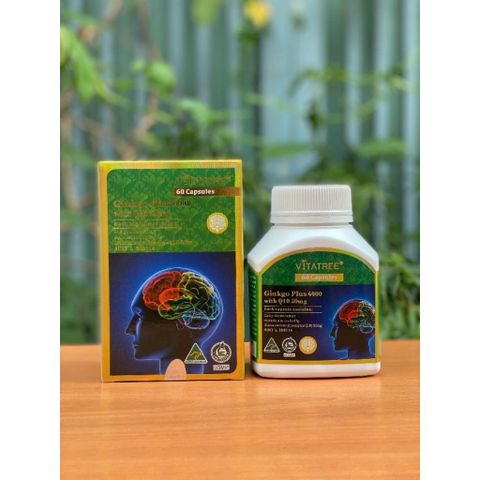 Viên uống bổ não Vitatree Ginkgo Plus 6000 with Q10 50mg hộp 60 viên 335240