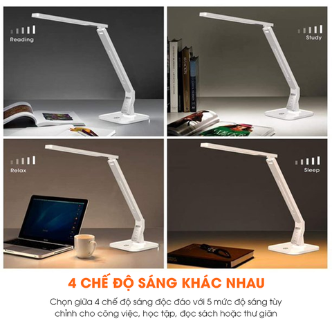 Đèn Học Chống Cận LED Taotronics TT-DL02 - 4 Chế Độ Sáng, Điều Chỉnh Góc, Sạc USB, Tiết Kiệm Điện, Thích Hợp Học Tập và Đọc Sách