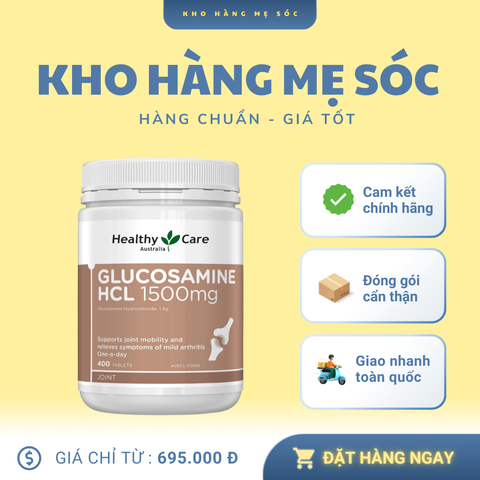 Viên Uống Healthy Care Glucosamine HCL 1500mg 400 Viên - Hỗ Trợ Sức Khỏe Xương Khớp Linh Hoạt - Sản Phẩm Từ Úc