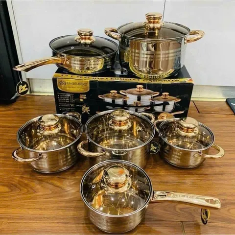 Bộ Nồi ENGELBERG 6 Món Vung Kính - Chất liệu Inox 304 An Toàn - Bảo Hành 12 Tháng, Đun Nấu Tiết Kiệm Năng Lượng