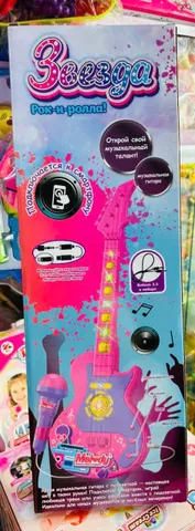 Zeeza Đàn Guitar Đồ Chơi 53519A & 53519B Có Hiệu Ứng Đèn Và Âm Thanh Kèm Microphone Giao Màu Ngẫu Nhiên Cho Trẻ Em