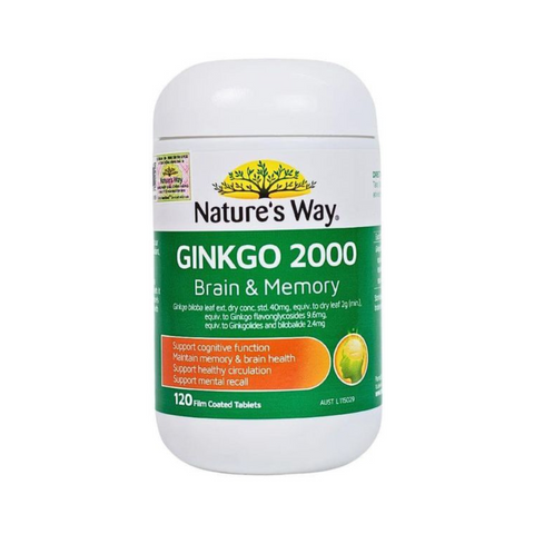 Viên uống Nature’s Way Ginkgo 2000 - Tăng cường trí nhớ & chức năng nhận thức - 120 viên, hàng Úc nhập khẩu chính ngạch