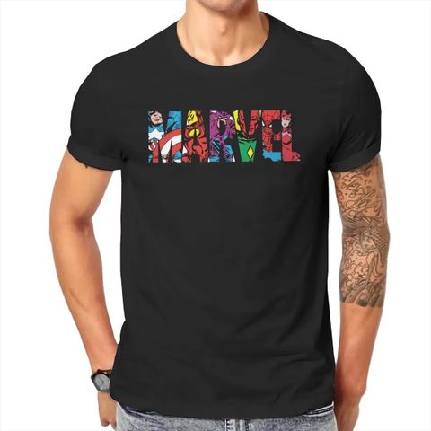 Áo Thun Cổ Điển Marvel In Logo Chữ Cho Nam Nữ - Thời Trang Cá Tính Chất Liệu Cotton Mềm Mại