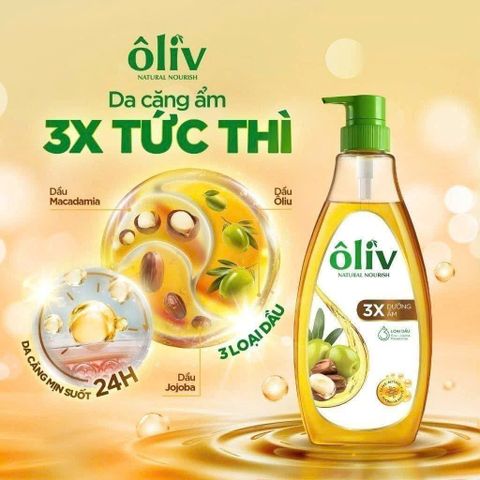 Dầu tắm Oliv Sáng Da 650ml Kèm 250ml - Giải Pháp Dưỡng Ẩm Từ Thiên Nhiên Cho Làn Da Khỏe Mạnh, Mịn Màng