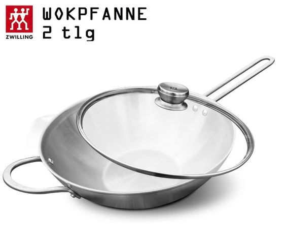 Chảo Zwilling Nova Wok 30 cm - Chảo Bếp Từ Kèm Vung Kính, Chất Liệu Thép Không Gỉ Chịu Nhiệt Cao, Dùng Cho Mọi Loại Bếp