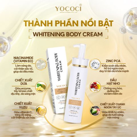 Kem Dưỡng Trắng Body Cao Cấp YOCOCI Whitening Cream 150g - Nâng Tone, Dưỡng Trắng Da Tự Nhiên, Giúp Da Mịn Màng, Rạng Rỡ