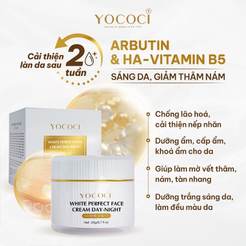 Kem Dưỡng Trắng Da Mặt Ngày & Đêm YOCOCI Perfect Face Cream 20g – Dưỡng Ẩm, Mờ Thâm Nám, Chống Oxy Hóa, Phục Hồi Da