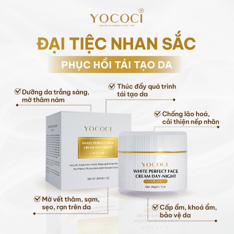 Kem Dưỡng Trắng Da Mặt Ngày & Đêm YOCOCI Perfect Face Cream 20g – Dưỡng Ẩm, Mờ Thâm Nám, Chống Oxy Hóa, Phục Hồi Da