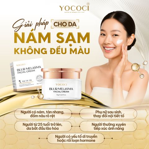 Kem Mờ Nám Tàn Nhang Yococi Blur Melasma Facial Cream 30g - Làm Sáng Da, Ngăn Ngừa Thâm Sạm và Lão Hóa Da Mặt