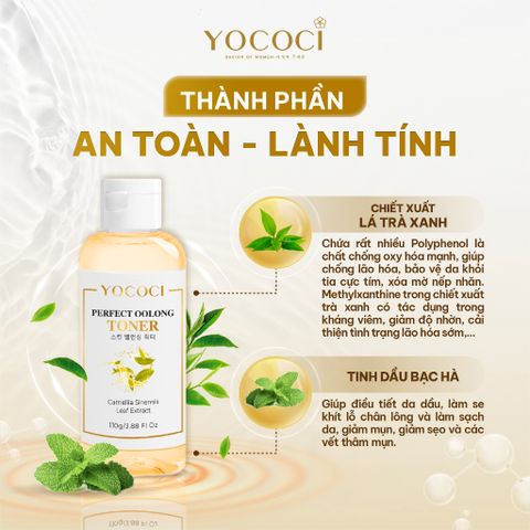 Nước Hoa Hồng Yococi Perfect Oolong Toner 110g - Dưỡng Da Mịn Màng, Cân Bằng Độ pH, Dưỡng Ẩm Cho Mọi Loại Da