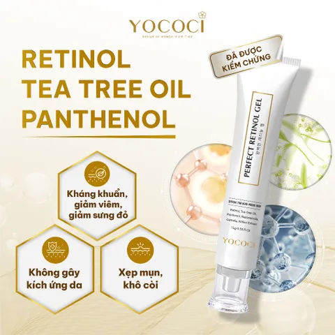 Gel Chấm Mụn YOCOCI Retinol Cao Cấp 15g – Giảm Mụn, Mờ Thâm, Ngừa Sẹo, Dưỡng Da Mịn Màng, Hỗ Trợ Làm Lành Vết Thương